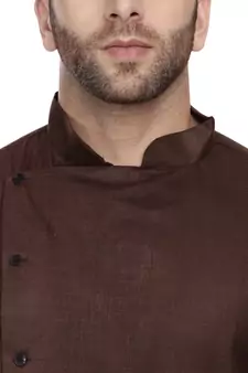 Brown Plain Cotton Men Kurtas