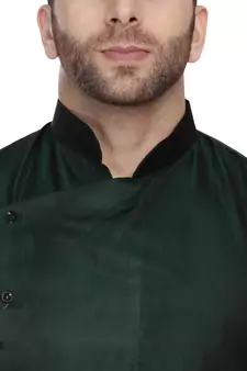 Green Plain Taffeta Men Kurtas