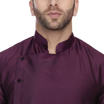 Purple Plain Taffeta Men Kurtas 5