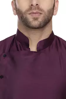 Purple Plain Taffeta Men Kurtas