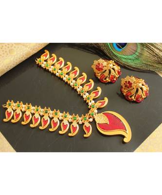 Mesmerising Handmade Maroon Mango Necklace Set 1