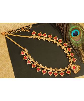 Beautiful Kerala Style Red Palakka Necklace 1