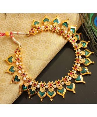 Beautiful Gold Plated Peacock Blue Necklace 1