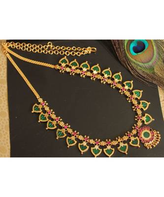 Beautiful Pink Green Palakka Designer Necklace 1