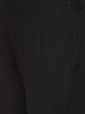 Women Black Regular Fit Solid Cigarette Trousers 2