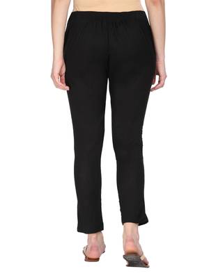 Women Black Regular Fit Solid Cigarette Trousers 3
