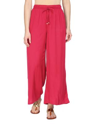 Women Pink Wide Leg Solid Palazzos 1