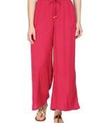 Women Pink Wide Leg Solid Palazzos