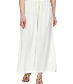 Women Off-White Wide Leg Solid Palazzos