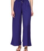 Women Blue Solid Wide Leg Palazzos