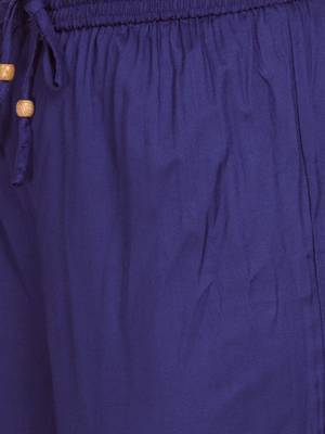 Women Blue Solid Wide Leg Palazzos 2