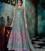 Blue embroidered net salwar