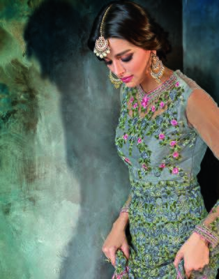 Blue embroidered net salwar 2