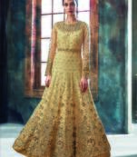 Cream embroidered net salwar