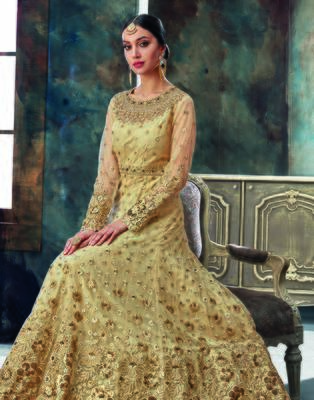 Cream embroidered net salwar 2