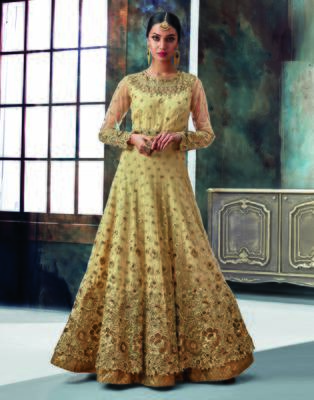 Cream embroidered net salwar 3