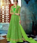 Green embroidered net salwar