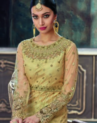 Cream embroidered net salwar 4