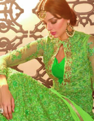 Green embroidered net salwar 2