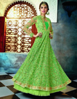 Green embroidered net salwar 3