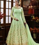 Green embroidered silk blend salwar