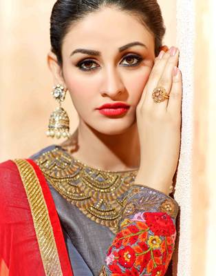 Grey embroidered pure silk salwar 2