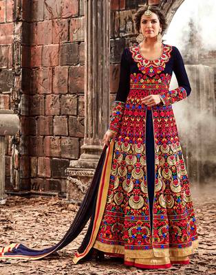 Multicolor embroidered silk blend salwar 1