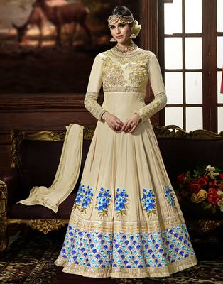 Cream embroidered crepe salwar 1
