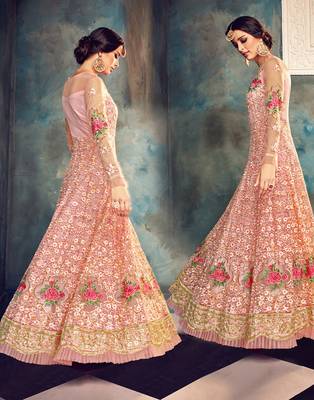 Pink embroidered net salwar 2