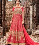 Peach embroidered silk blend salwar