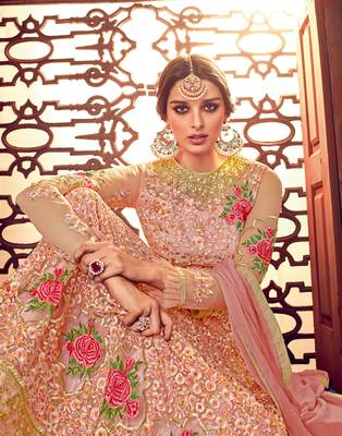 Pink embroidered net salwar 4