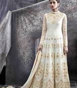 White embroidered net salwar