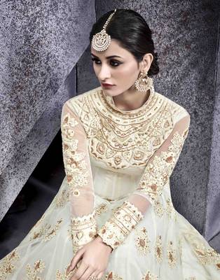 White embroidered net salwar 2