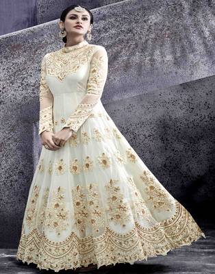 White embroidered net salwar 3