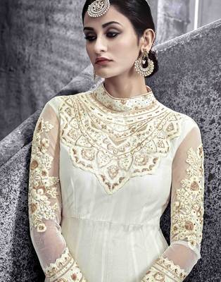 White embroidered net salwar 4