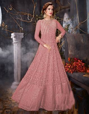 Pink embroidered net salwar 1