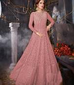 Pink embroidered net salwar