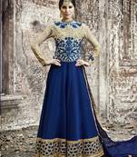 Navy-blue embroidered georgette salwar