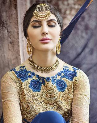 Navy-blue embroidered georgette salwar 2