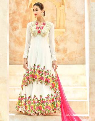 White embroidered net salwar 1