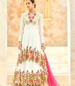 White embroidered net salwar