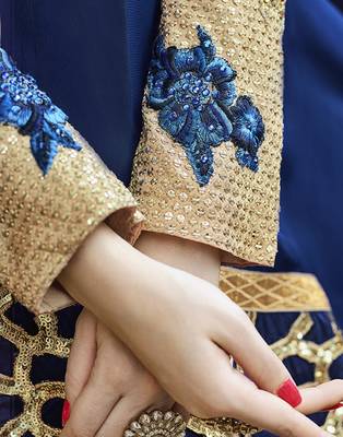 Navy-blue embroidered georgette salwar 3