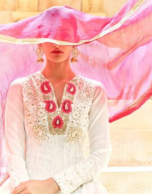 White embroidered net salwar 2