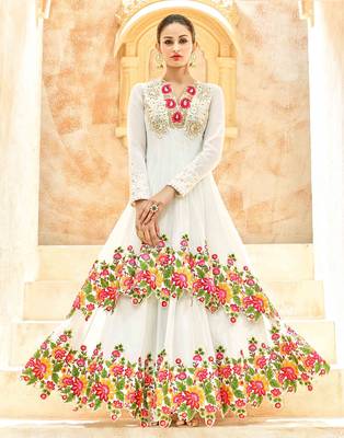 White embroidered net salwar 3