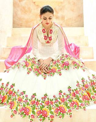 White embroidered net salwar 4