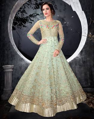 Light-green embroidered net salwar 1
