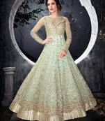 Light-green embroidered net salwar