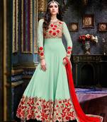 Green embroidered georgette salwar