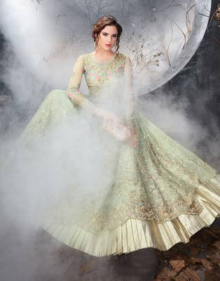 Light-green embroidered net salwar 2