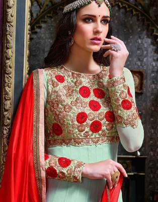Green embroidered georgette salwar 3
